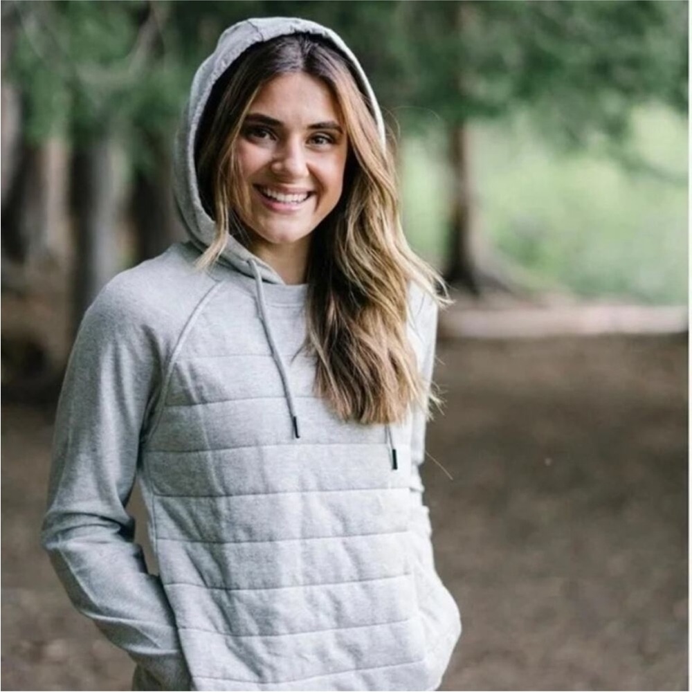 Zyia Combo Active Heather Gray Quilted Pullover Hoodie‎ Size Women's Small